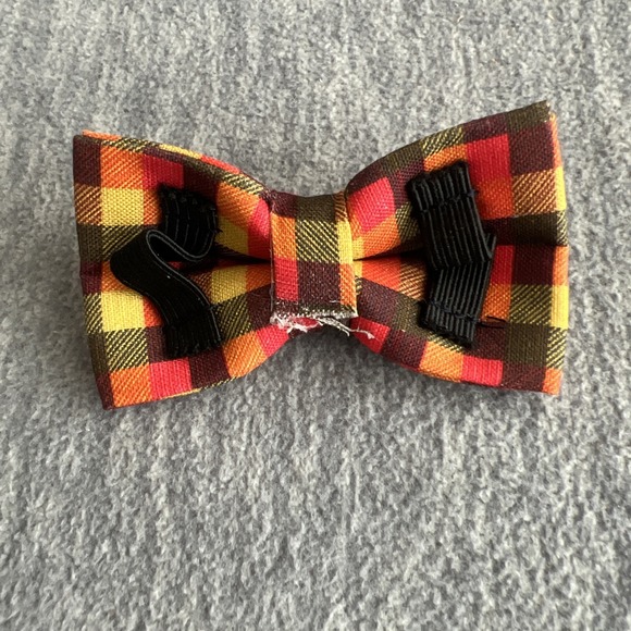 Elegant Little Tail XS Dog Collar & Bow Yellow Plaid Grid Unisex Adjustable New - Picture 8 of 11